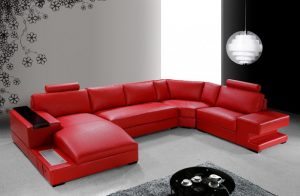 Modern Red Leather Sectional Sofa