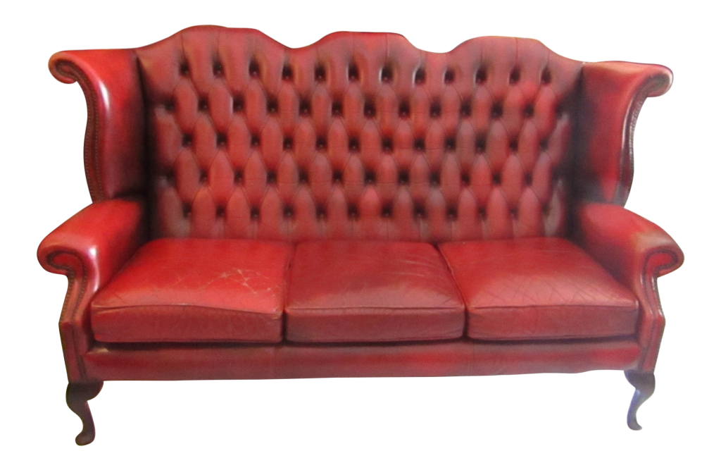 art van red leather sofa