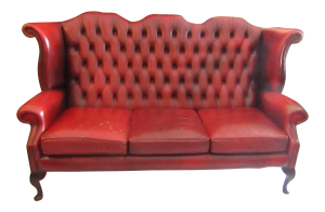 1960s Americana Red Leather Tufted Tall Back Sofa | Chairish