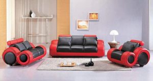 Contemporary Black and Red Leather Sofa Set Atlanta Georgia V-4088