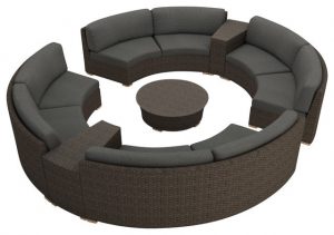 Rattan Furniture Outdoor 7 Piece Round Sectional Sofa Set-in Garden