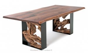 Modern Rustic Live Edge Table, Modern Slab Table, Contemporary Table