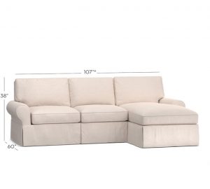 PB Basic Slipcovered Sofa with Chaise Sectional | Pottery Barn