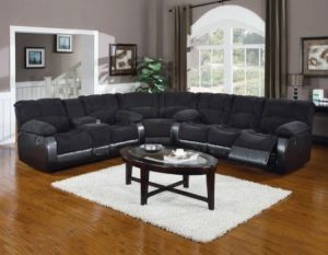 Microfiber And Leather Sectional Sleeper Sofa With Chaise And