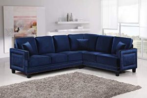 Amazon.com: Meridian Furniture 655Navy-Sectional Ferrara Velvet