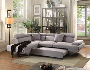 Amazon.com: ACME Jemima Gray Fabric Sectional Sofa with Sleeper