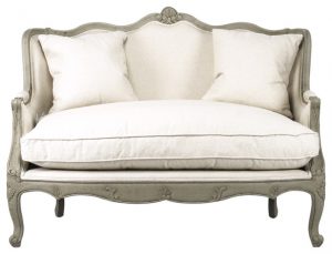 Adele French Country Distressed Sage Green and White Settee Loveseat