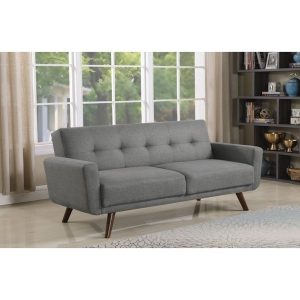 Shop Ophelia Mid-century Modern Grey and Walnut Sofa Bed - Free