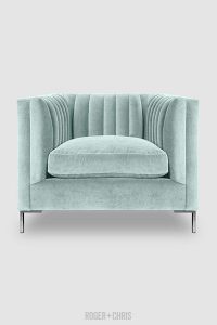 Mid-Century Modern Channel-Tufted Shelter Sofas, Armchairs