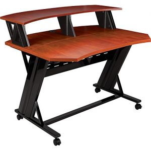 Studio Trends 46 in. Studio Desk with Dual 4U Racks Cherry | Guitar