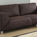 Chocolate Brown - Tan Contrast Micro-Suede Sofa from Monarch (8513BR