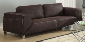 Chocolate Brown - Tan Contrast Micro-Suede Sofa from Monarch (8513BR