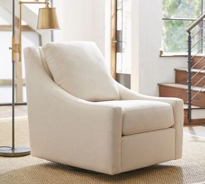 Aiden Upholstered Swivel Armchair | Pottery Barn