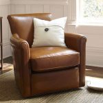 Irving Roll Arm Leather Swivel Armchair Products Living Room