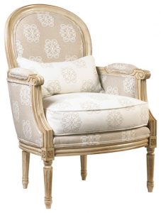 Laval French Country Medallion Back Monogram Upholstered Armchair