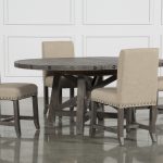 Jaxon Grey 5 Piece Round Extension Dining Set W/Upholstered Chairs