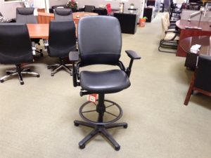 Used Drafting Stools Leap Black Leather Stool by Steelcase Chair