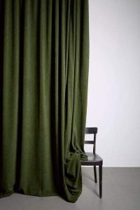 Extra Wide Matt Velvet Dim-out Curtains 300cm/118u201d - Green Velvet 253