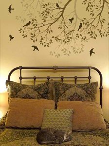 Wall Stencil Spring Songbirds - Reusable stencils better than decals