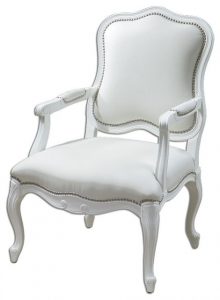 White Armchair White Enamel Carved Wood Frame Home Furniture Decor