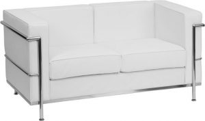 HERCULES Regal Series Contemporary Melrose White Leather Loveseat