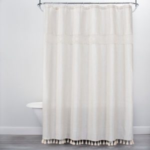 Solid Crochet With Tassels Shower Curtain White - Opalhouse™ : Target