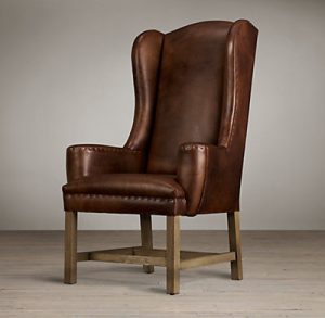 Belfort Wingback Leather Armchair Blue Velvet Dining Room Chairs