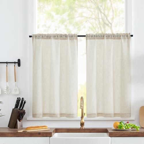 JINCHAN Beige Kitchen Curtains Review: Elegant, Light Filtering, and Easy Maintenance!