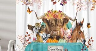 Transform Our Bathroom with the Adorable Fall Cow Shower Curtain