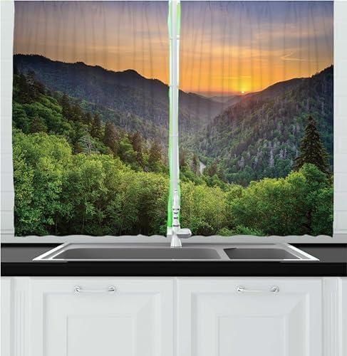 Elevate Our Kitchen Style with Ambesonne’s Smoky Mountain Curtains