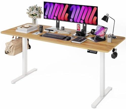 Versatile L Shaped Desk with LED and Charging Ports