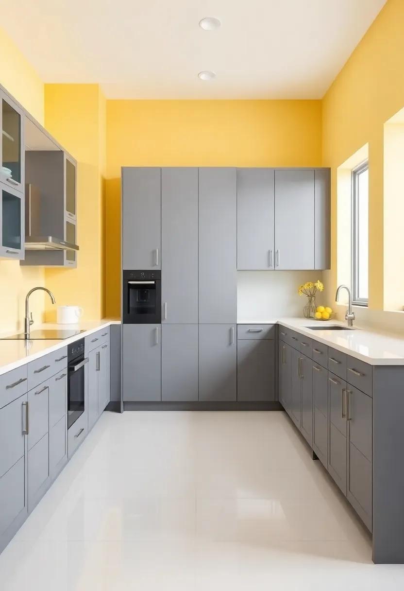 Brighten Your Home: The Perfect Harmony of Yellow Kitchens with Sleek Gray Cabinets