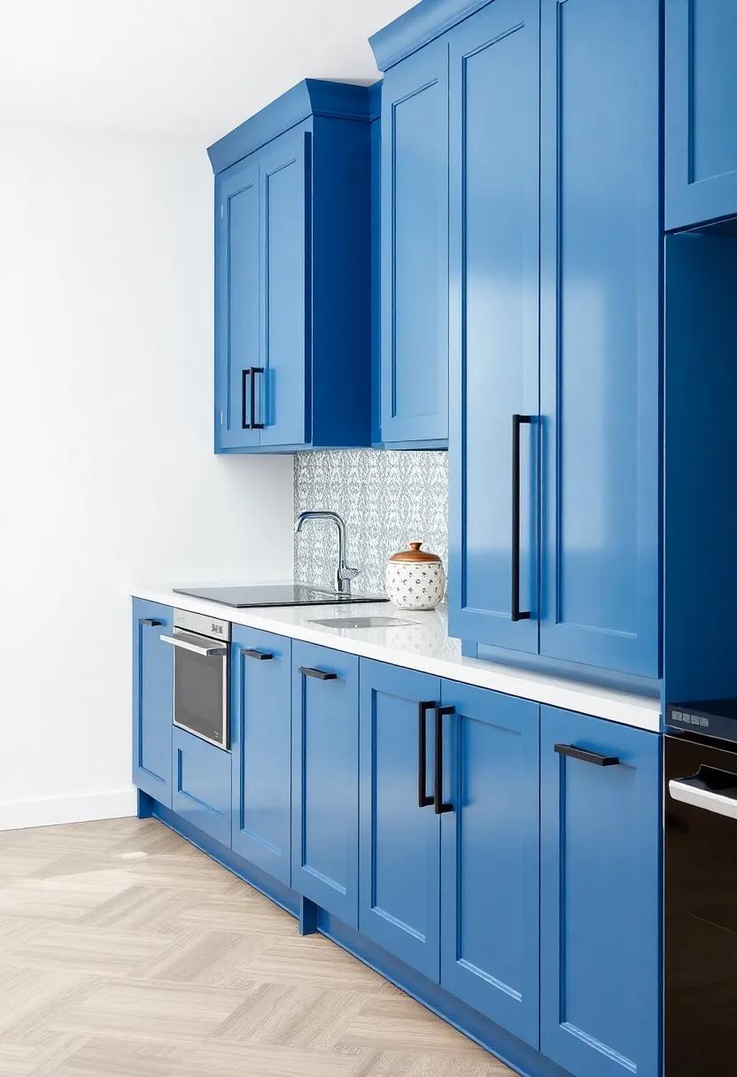 Elegant Contrast: Transform Your Space with Blue Kitchen Cabinets and Black Handles