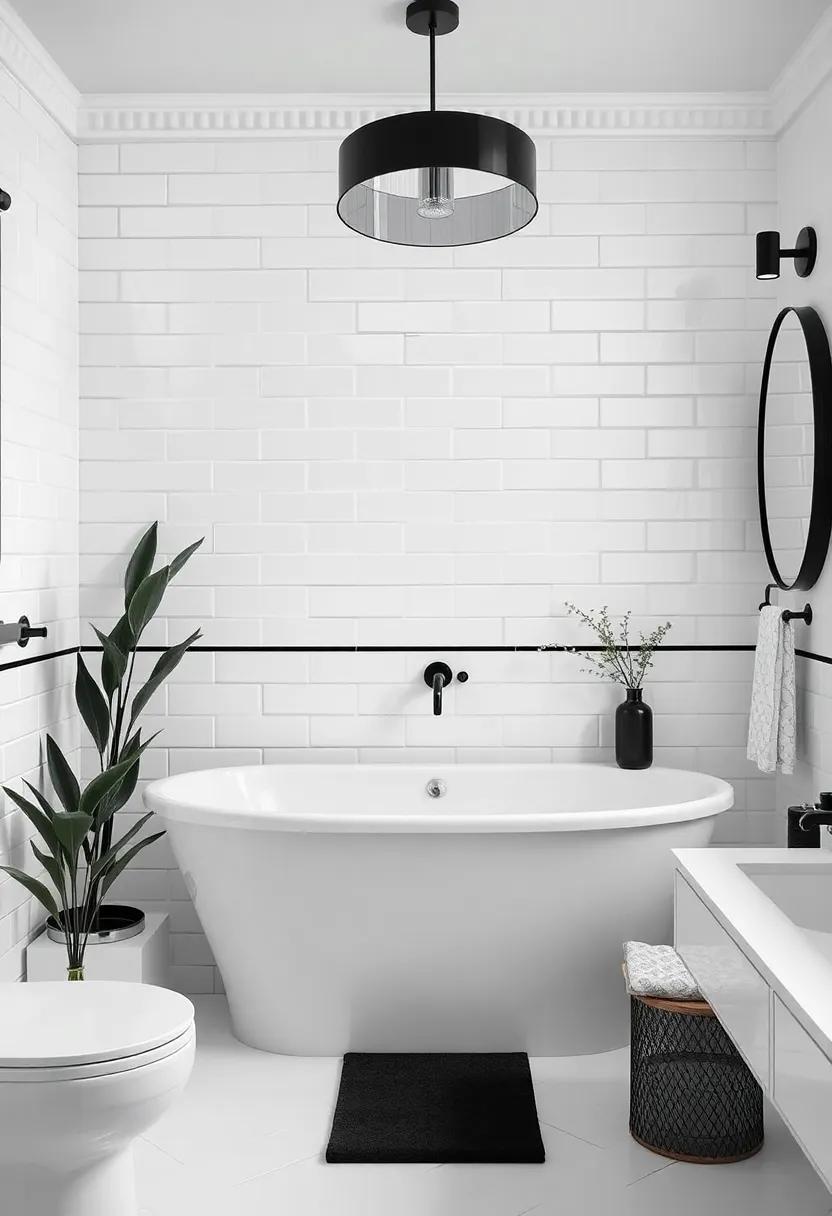 Chic Harmonies: Designing an Eclectic Bathroom with Striking Black-and-White Accents