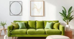 Elevate Your Living Room: Embracing a Green Couch with Soothing Neutral Tones