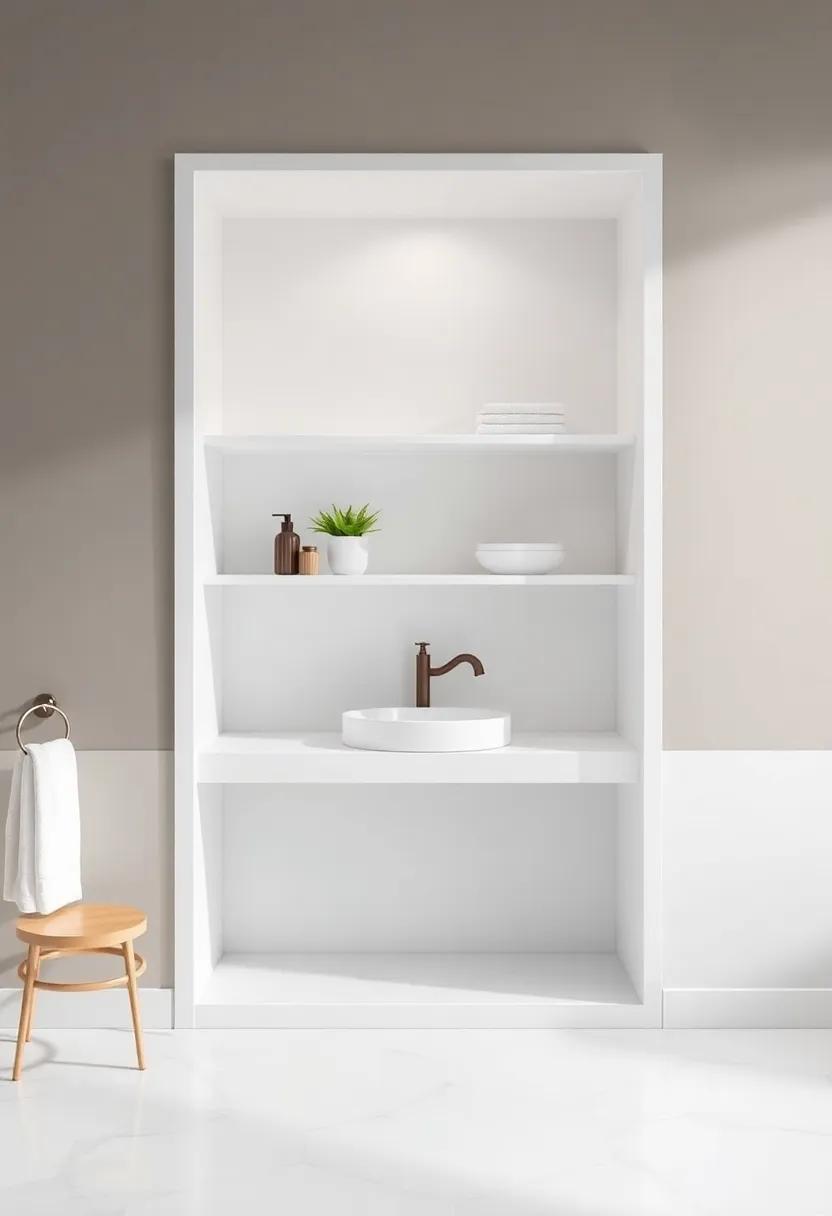 Thoughtfully Placed‍ Niche Shelves for an Elegant Touch