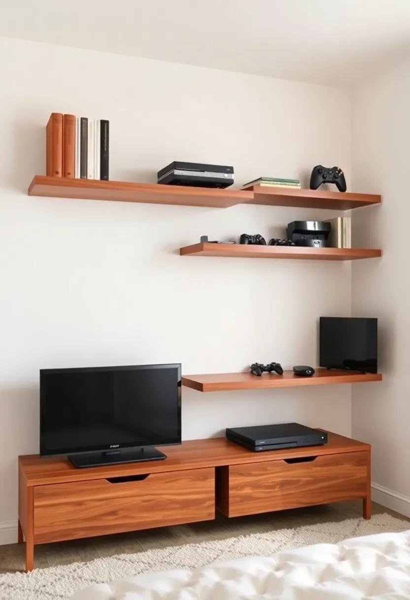 Wall-Mounted Shelves for an organized and Stylish Game Room