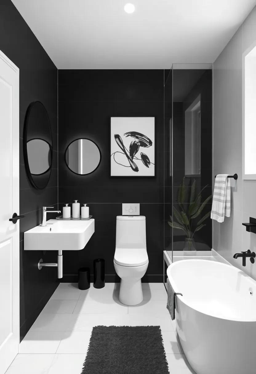 Personalized Style: Customizing a Black-and-White Bathroom with Personal art