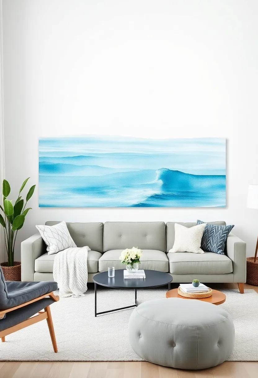 Brighten Up your Walls With⁣ Watercolor Landscapes That Evoke Tranquil Ocean Scenes