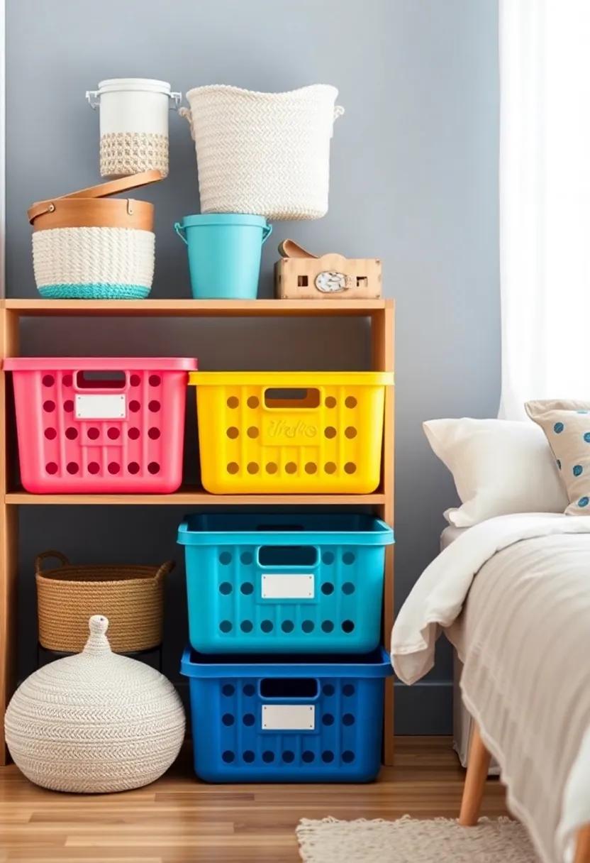 Colorful Baskets and Bins for a⁤ Playful Approach to Bedroom Organization