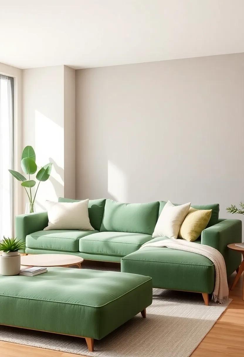 Creating a Focal ⁣Point with Your Green couch Arrangement