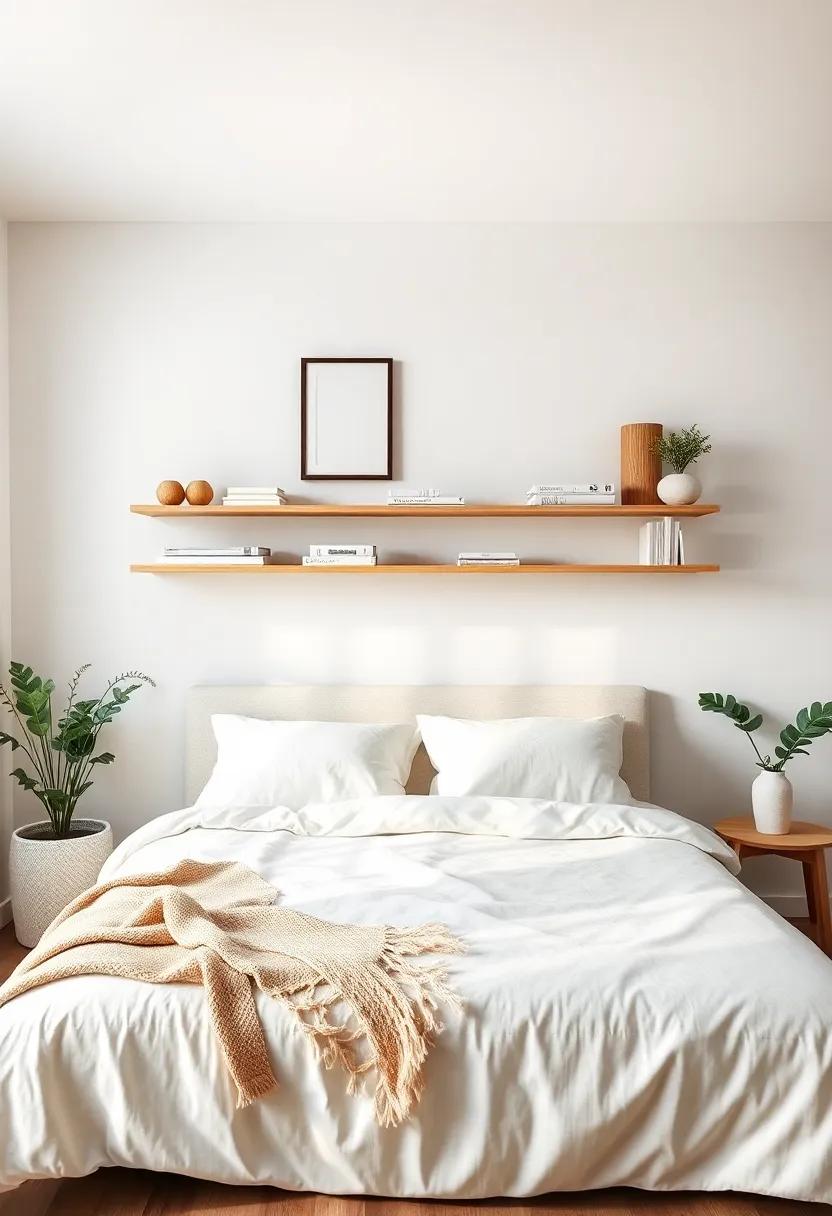 Creating an Inviting Bedroom Atmosphere with Thoughtful Shelf Arrangement