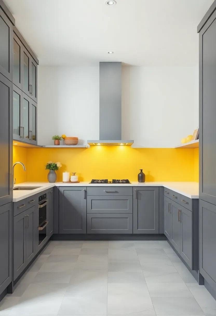 Contrasting Elements: Balancing Bright Yellow with Elegant Gray Tones