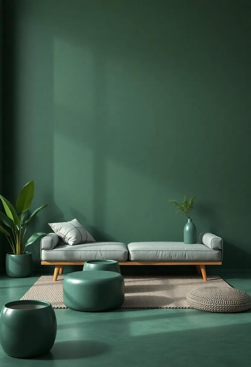 Chic Serenity: Embrace Modern Charcoal and Deep Green Home Decor for a Stylish Sanctuary