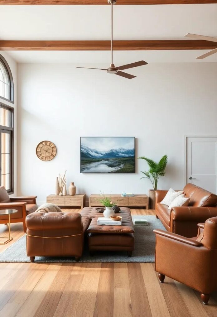 Embrace Cozy Elegance: Designing a Rustic Living Room with Leather Furnishings