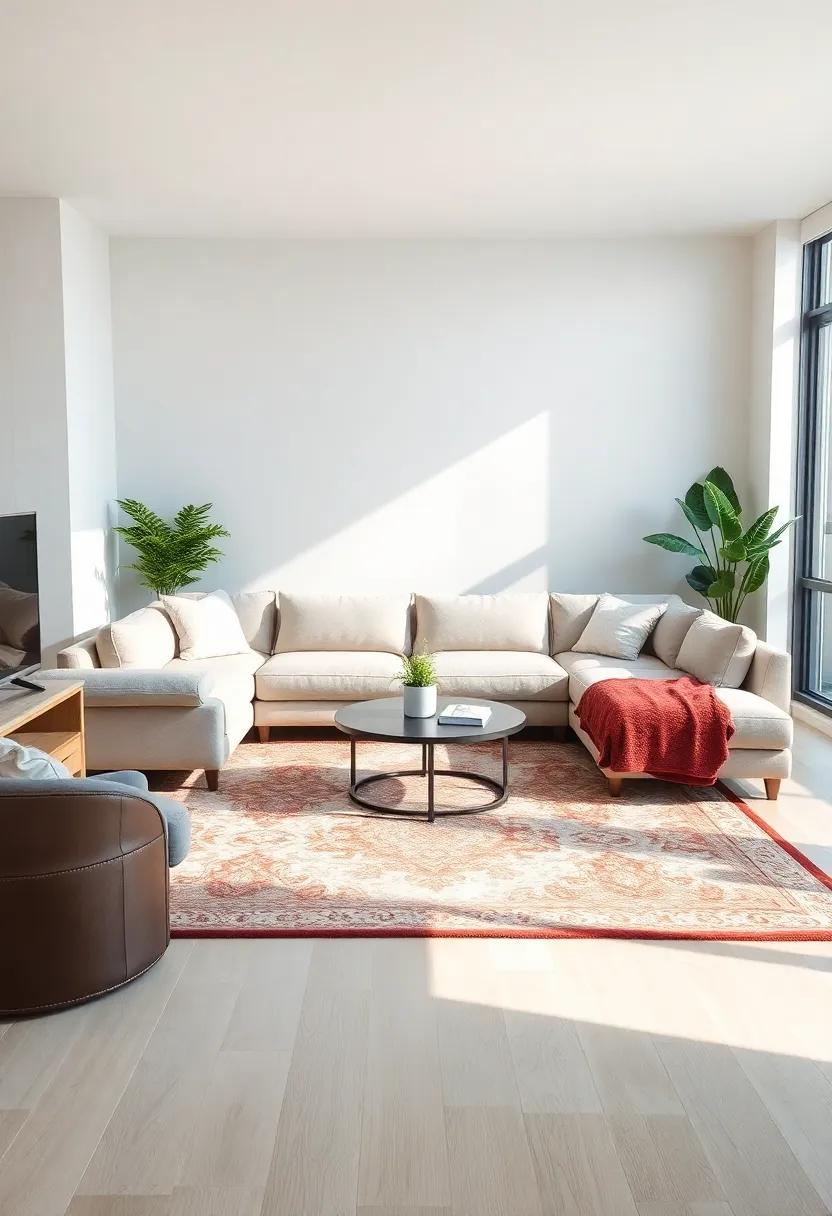 Using ⁣Area Rugs To Anchor A Large Sectional Sofa In The Room