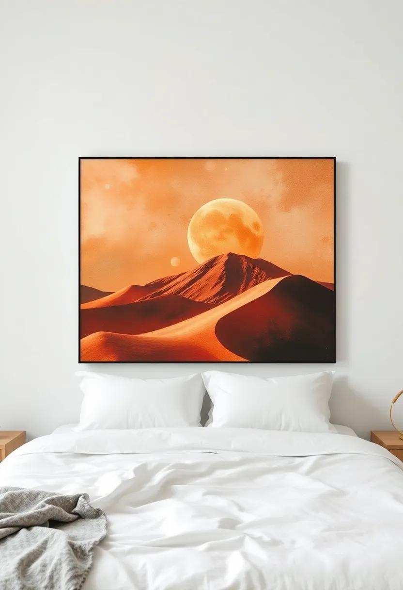 Harmonizing Abstract Landscape Art with bedroom aesthetics