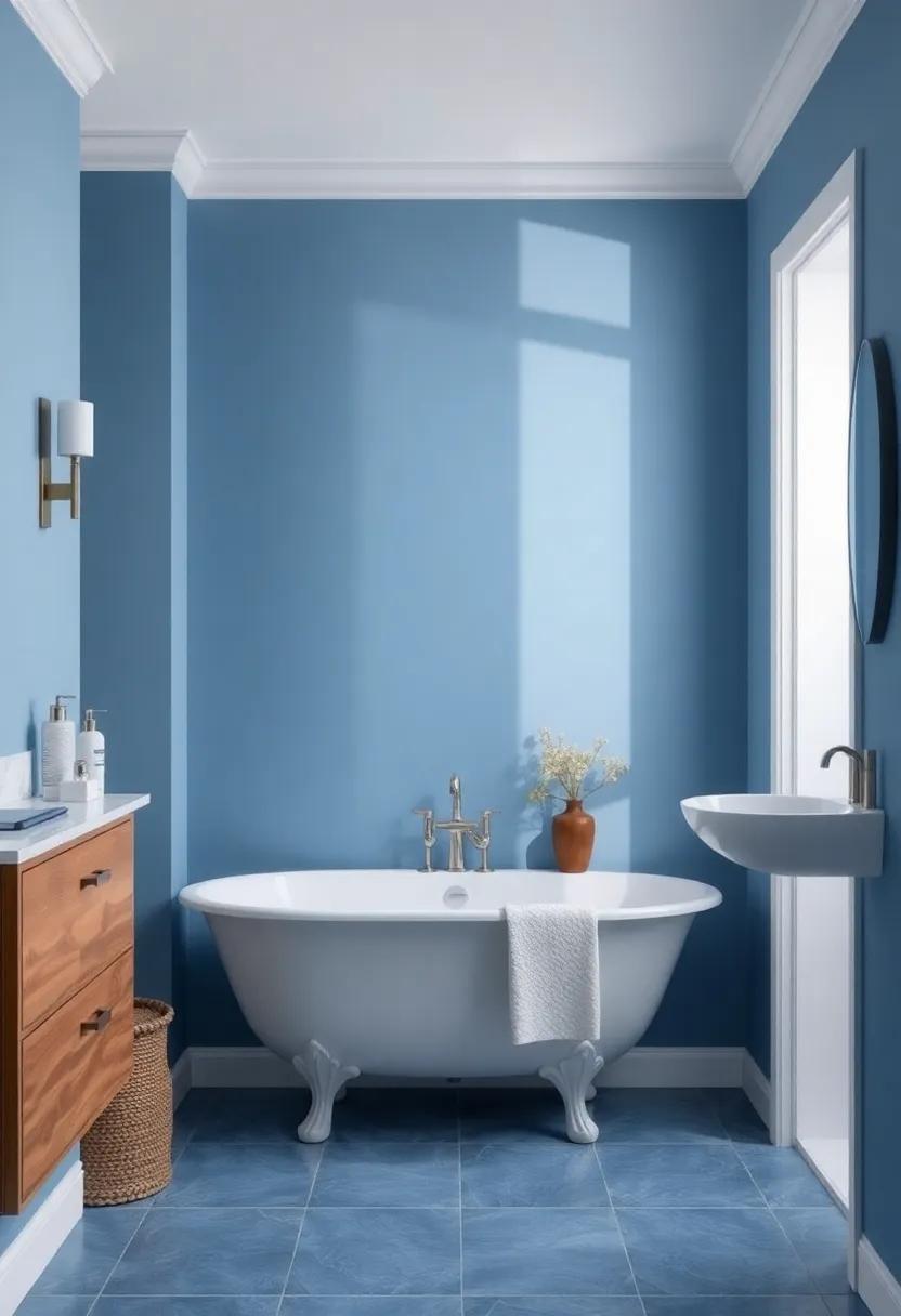 Embracing Tranquility with Classic Blue Walls in Bathroom Design