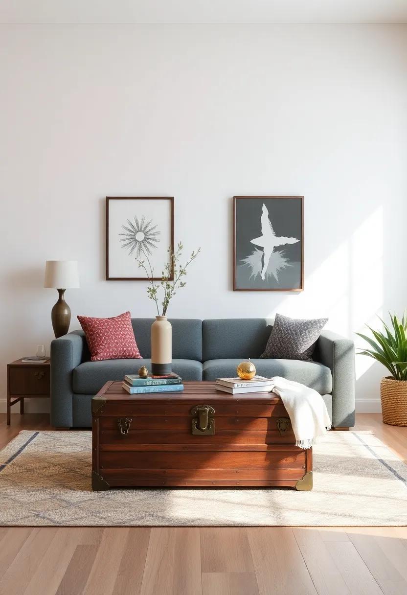 Incorporate vintage trunks as coffee tables or storage⁤ solutions,‌ adding ‌character while keeping your space⁢ organized