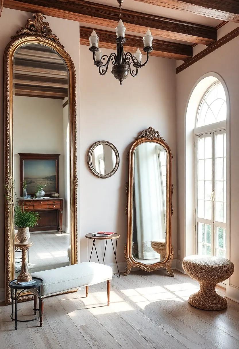 Incorporate ⁣antique mirrors to reflect light ⁢and create an illusion ⁤of space, adding depth and⁢ elegance